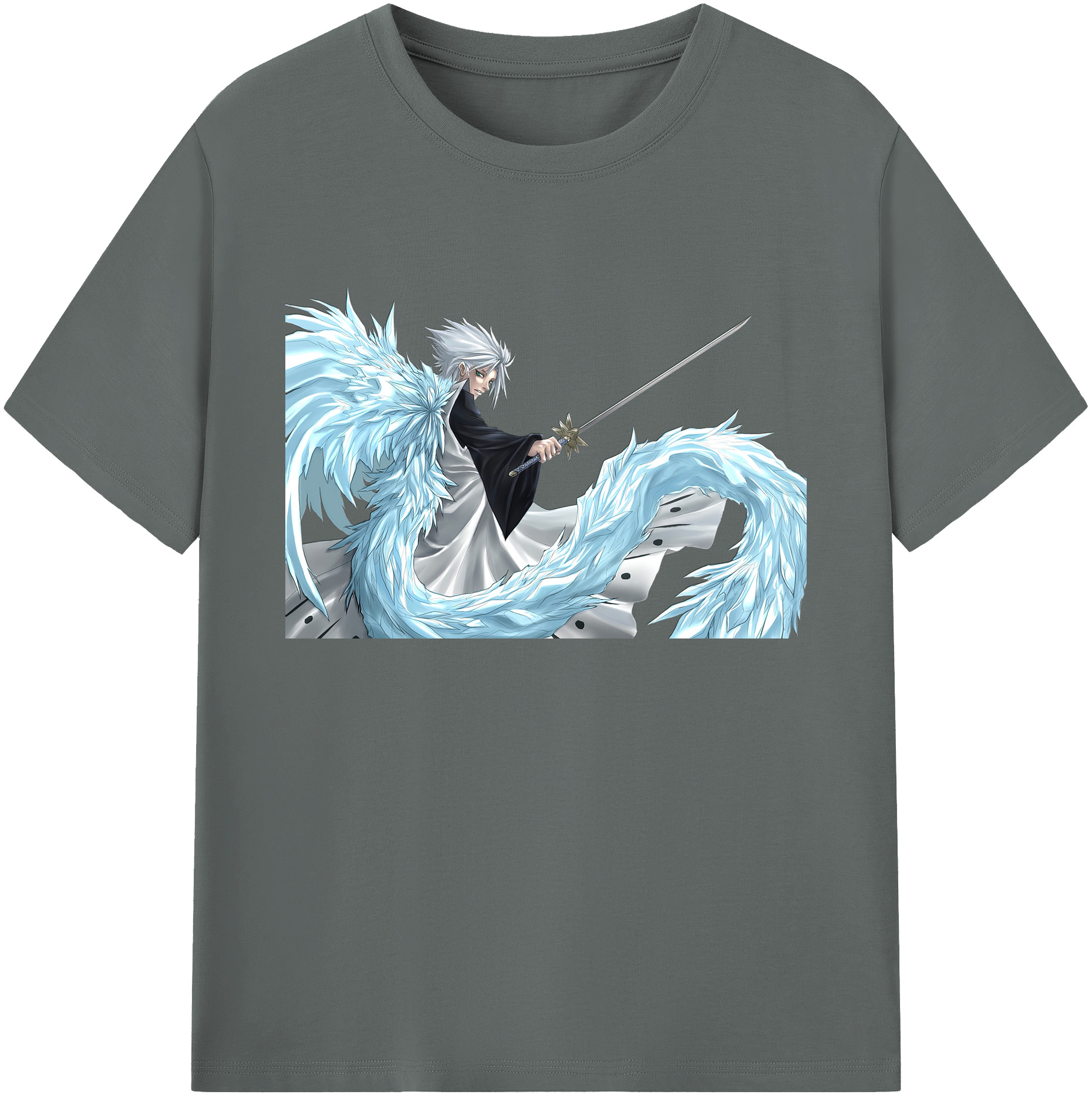 （画像用） ブリーチ 日番谷冬獅郎（ひつがや とうしろう） BLEACH Hitsugaya Toushirou 綿100％ メンズ半袖Tシャツ｜肌触りやわらか＆通気性